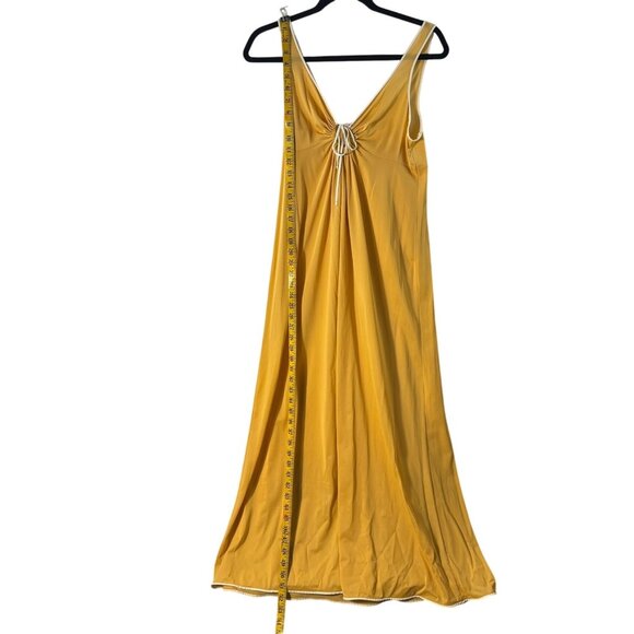 Vintage Vassarette Yellow Maxi Nightgown With Adjustable Tie Front & Scoop Back - Picture 8 of 9